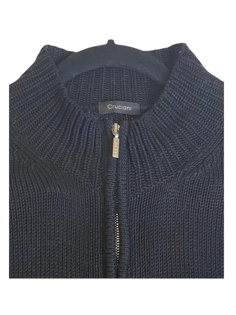 new Cruciani 𖦹 Luxury Fine Knit Zip Cardigan Sweater 𖦹 Black 𖦹 Made in Italy - Picture 11 of 16